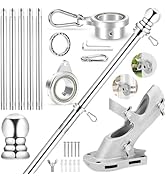 REERON 6 FT Metal Swivel Rings Flag Poles Kit, 360° Tangle Free Rotating Bearing Rings, 2-Positio...