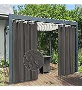 Easy-Going 100% Waterproof Outdoor Curtains Windproof Weatherproof Porch Curtains, Premium Thick ...