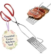 14.3" BBQ Spatula Tongs for Cooking - 2 in 1 One Hand Flip & Grip Stainless Steel Long Grill Tong...