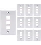 VCE 3 Port Keystone Wall Plate UL Listed (10-Pack), Single Gang Wall Plates for RJ45 Keystone Jac...