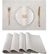 Homaxy Cloths Placemats for Dining Table Set of 4, Heat Resistant Washable Cotton Linen Blend Tab...