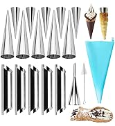 RoseFlower 18pcs Non-Stick Cream Horn Cones Tubes 3 Sizes Stainless Steel Conical Croissant Pastr...