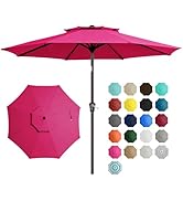 JEAREY 9' 2-Tiers Patio Umbrellas Outdoor Table Market Umbrella w/Push Button Tilt/Crank, 8 Sturd...