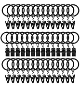 42 Pack Curtain Rings with Clips, Curtain Clip Rings Hooks, Metal Curtain Hangers Clips, Drapery ...
