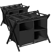 Heybly Luggage Rack with Laundry Bag,Pack of 2,Steel Folding Suitcase Stand with Storage Shelf fo...