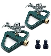 Ehaijia 2 Pack Metal Impact Sprinklers for Yard, Heavy Duty Adjustable Lawn Sprinkler with 360° C...
