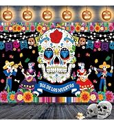 Jobkoo Day of The Dead Banner Extra Large Dia De Los Muertos Backdrop Banner Happy Halloween Bann...
