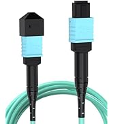 VANDESAIL MPO to MPO Fiber Cable, 0.9M OM3 Multimode MPO to MPO Cable 12 Core Strand for QSFP+Tra...