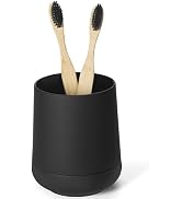 Matte Black toothbrush holders for bathrooms with silicon boot, Modern tooth brushing and toothpa...