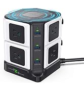 USB Power Strip with Wireless Charger BESTEK 8-Outlet Surge Protector and 40W 6-Port USB Charging...
