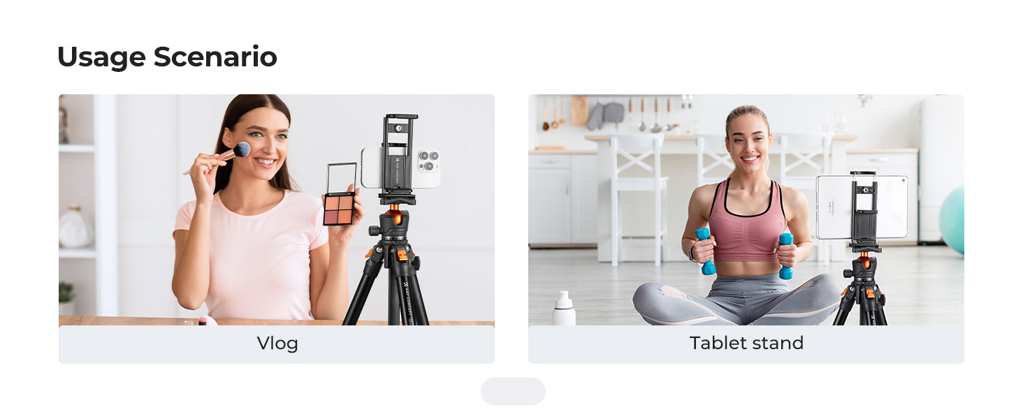 63" Aluminum Travel Tripod for Camera with Phone Holder