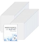 Antner 50pcs Letter Size Binder Pockets for 3 Ring Binder, White Zipper Document Organizer Pouche...