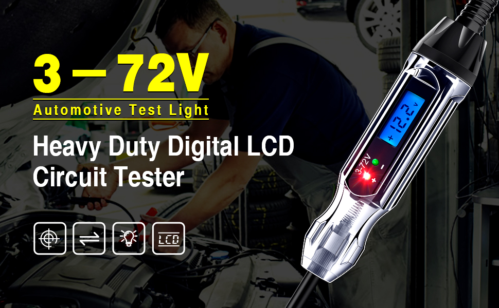 JASTIND 3-72v LCD Automotive Test Light