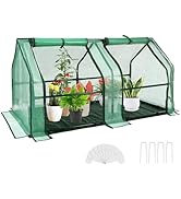U'Artlines Portable Mini Greenhouse Small Green House with Waterproof Pad and Plant Label 47x24x2...