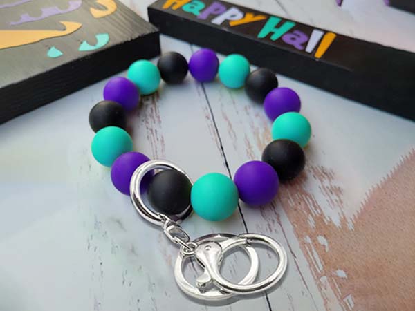 Silicone Beaded Wristlet Keychain Silicone Beaded Keychain Wristlet