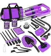 Viewsun 17PCS Car Cleaning Kit, Purple Car Interior Detailing Kit with High Power Handheld Vacuum...