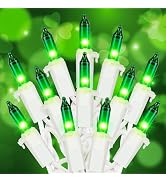 Hopolon St. Patrick's Day String Lights,2 Pack 13FT 50Count Green Mini Lights White Wire,Incandes...