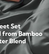 MR&HM Queen Sheet Set, 4-Piece Cooling Sheets, Rayon Derived from Bamboo & Polyester Blend, Soft ...
