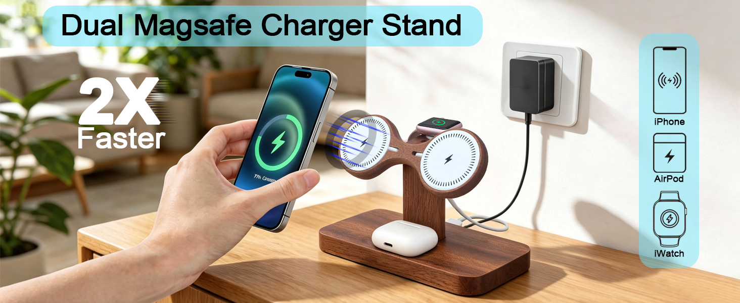 dual phone charging station dual magsafe charger stand 2 phone wireless charging station apple