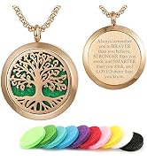 Aromatherapy Essential Oil Diffuser Necklace 316L Stainless Steel Locket Pendant with 24 Inch Chain