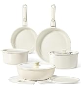 Ceramic Pots and Pans Set Non Stick, Nonstick Detachable Handle Cookware Sets, Healthy Non T...