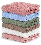 INFICRIME 6 Pack 100% Cotton Wash Cloth, Highly Absorbent and Soft Feel Face Towels, Reusable Cot...