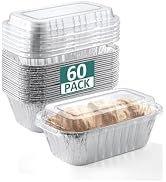 60 Pack 6x3.5x2 Disposable Aluminum Loaf Pans with Lids- NEEBAKE-Small-Aluminum-Foil-Pans-Tin-Foi...