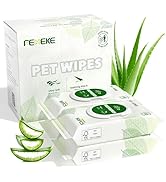 FEMEKE 200 Count Unscented Dog & Cat Wipes (4x50 Packs) | Hypoallergenic, pH Balanced for Paws, B...