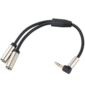 Halokny Audio Splitter Cable,90 Degree Right Angle 3.5mm Male to 2 Female Jack Headphone Audio St...