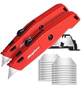 2-Pack Premium Utility Knife with 18 Blades – Retractable Shop Knife for DIY, Packaging, Construc...