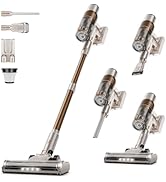 Cordless Vacuum Cleaner: Portable 6-in-1 Stick Vacuum with Anti-Tangle Brush, LED Headlight, Self...
