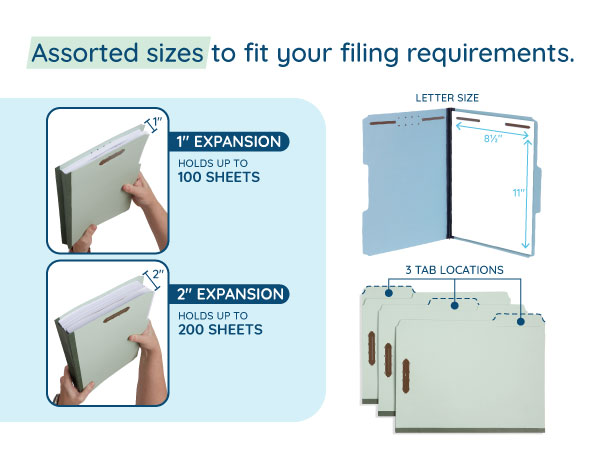 pressboard folder sizes