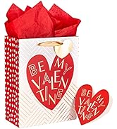 WRAPAHOLIC 13" Large Valentine's Day Gift Bag with Card and Tissue Paper - Be My Valentine