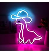 Cowboy Dinosaur Neon Sign, Cowboy Hat Neon Sign, Christmas Gifts, Dinosaur wall art, Personalized...