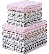Homaxy Kitchen Towels and Dishcloths Set, 16 x 25 and 12 x 12 Inches, Set of 8 Cotton Terry Kitch...