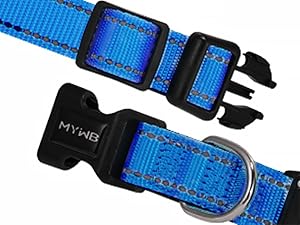 MYIWB Dog Collar Quick-Release Buckle, Easy On/Off, Reflective Strips for Safety