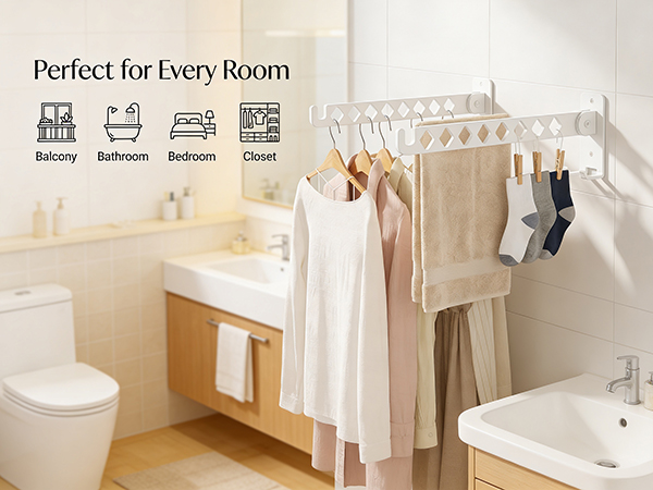 Laundry Drying Rack Wall Mounted Foldable