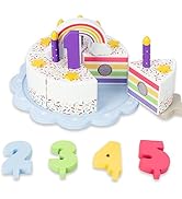 WoodenEdu Pretend Play Food for Toddlers 2-5,Wooden Birthday Fake Cake with Candles and Numbers,T...