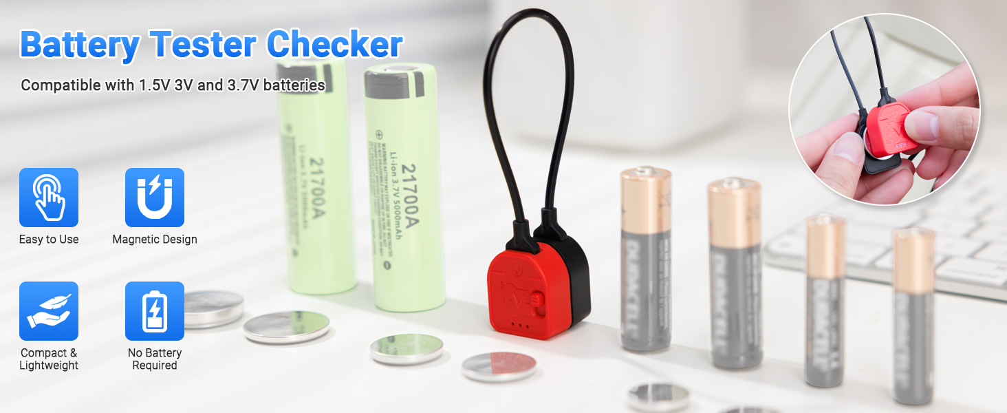 Battery Tester Checker for AA AAA CR2032 LR44 and more batteries