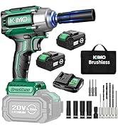KIMO Impact Wrench 1/2 Cordless, 1200N.m (406ft-lbs), 4000RPM, 9-Piece Drill & Driver Set, 4Socke...