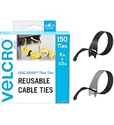 VELCRO Brand 150pk Cable Ties Value Pack | Replace Zip Ties with Reusable Straps, Reduce Waste | ...