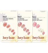 Heyhae Semi Cured Gel Nail Strips Assorted Bundle (3 Pack) | No LED Lamp Needed | Easy Apply & Re...