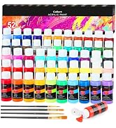 Caliart 52 Colors Acrylic Paint Set with Painting Brushes | 2oz Bottles Rich Pigment Non-toxic, A...