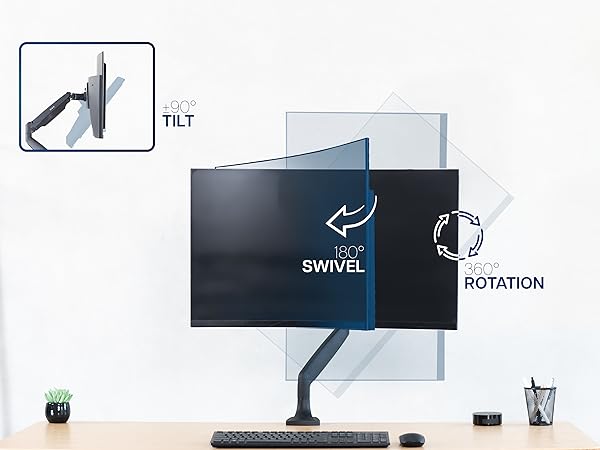 Pneumatic Single Monitor Desk Mount
