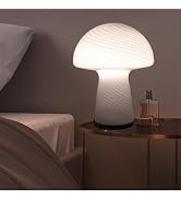 UBOORY Mushroom Table Lamp,Glass Nightstand Light,Translucent Vintage Style Desk Lamp,Swirl Light...