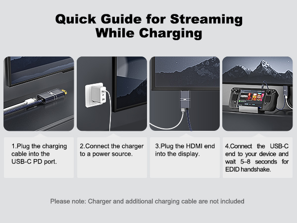 USB C to HDMI Cable Adapter with 240W PD Fast Charging Port,8K@60HZ,4K@120Hz,Thunderbolt 5/4/3