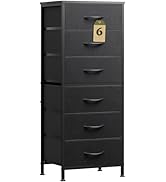 WLIVE Black Tall Dresser for Bedroom, 6 Drawer Dressers & Chests of Drawers, Fabric Dresser for C...
