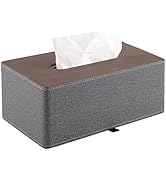High-end Leather Tissue Box Holder Two Color Matching,Rounded Rectangle Napkin Pumping Paper Case...