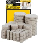 Scotch Felt Pads 162 PCS Beige, Felt Furniture Pads for Protecting Hardwood Floors, Round, Assort...