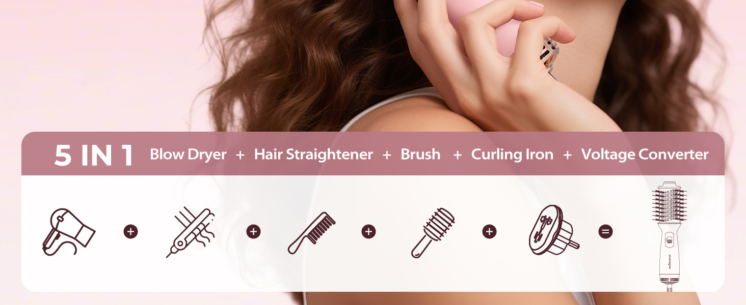 Mini Dual Voltage Hair Dryer Brush